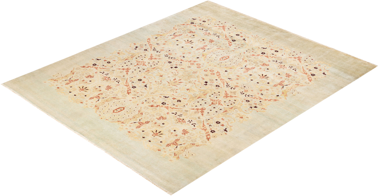Eclectic, One-of-a-Kind Hand-Knotted Area Rug - Ivory, 8' 0" x 9' 7"