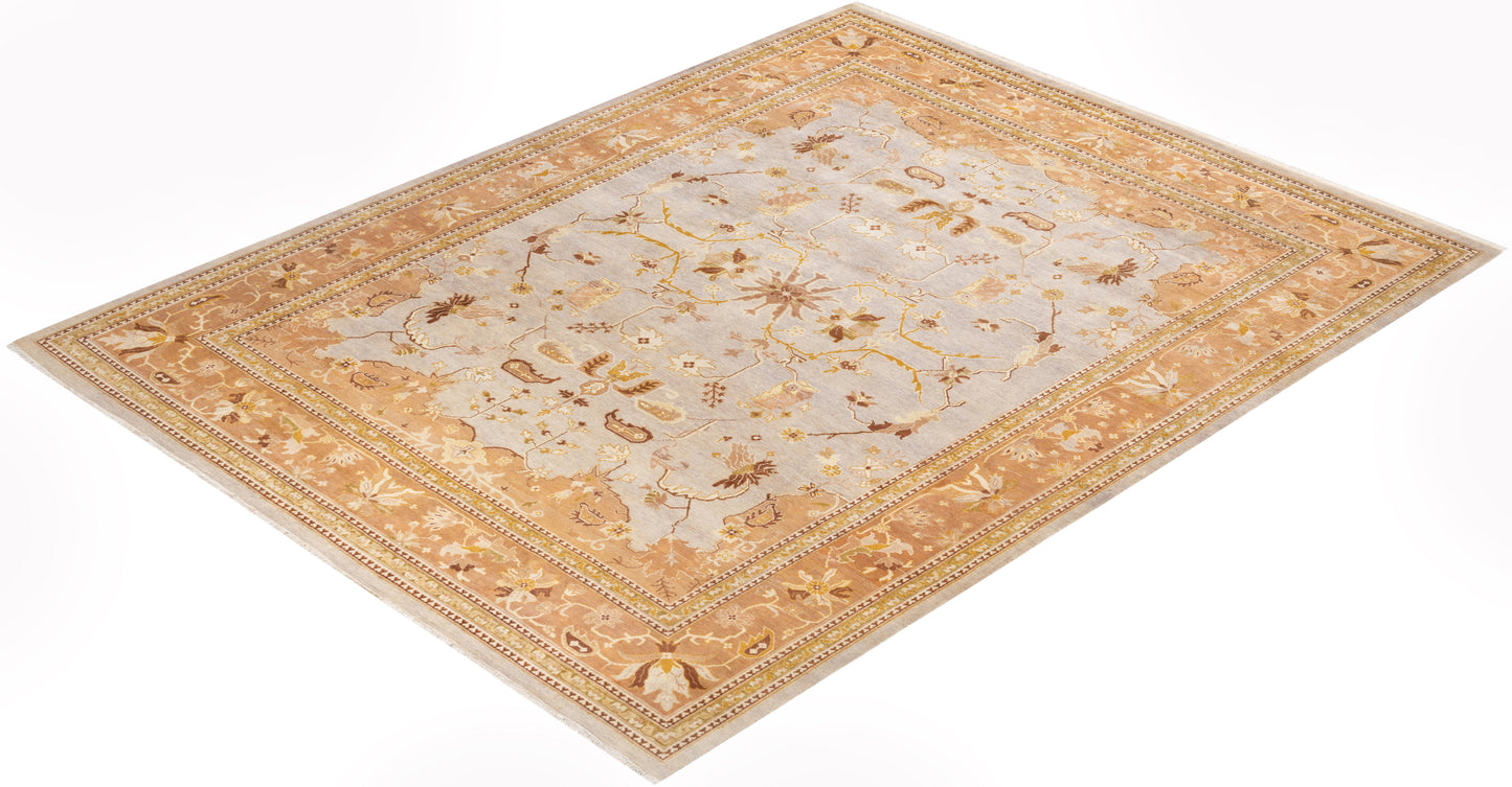 Eclectic, One-of-a-Kind Hand-Knotted Area Rug - Ivory, 8' 1" x 10' 6"