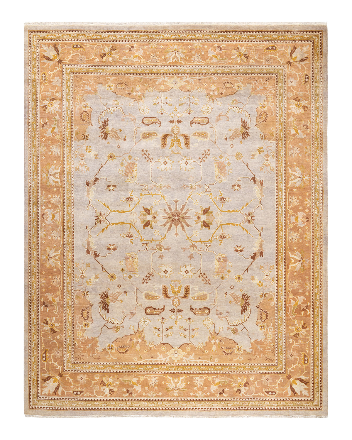 Eclectic, One-of-a-Kind Hand-Knotted Area Rug - Ivory, 8' 1" x 10' 6"
