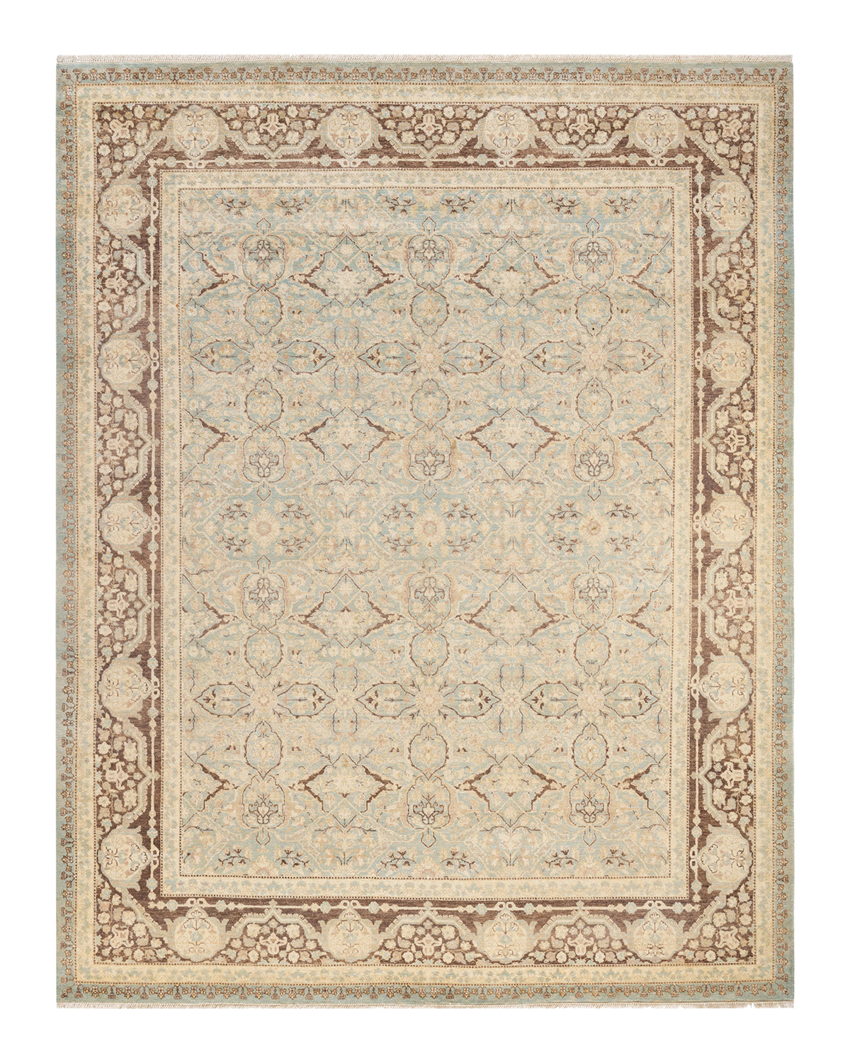 Eclectic, One-of-a-Kind Hand-Knotted Area Rug - Light Blue, 8' 3" x 10' 4"