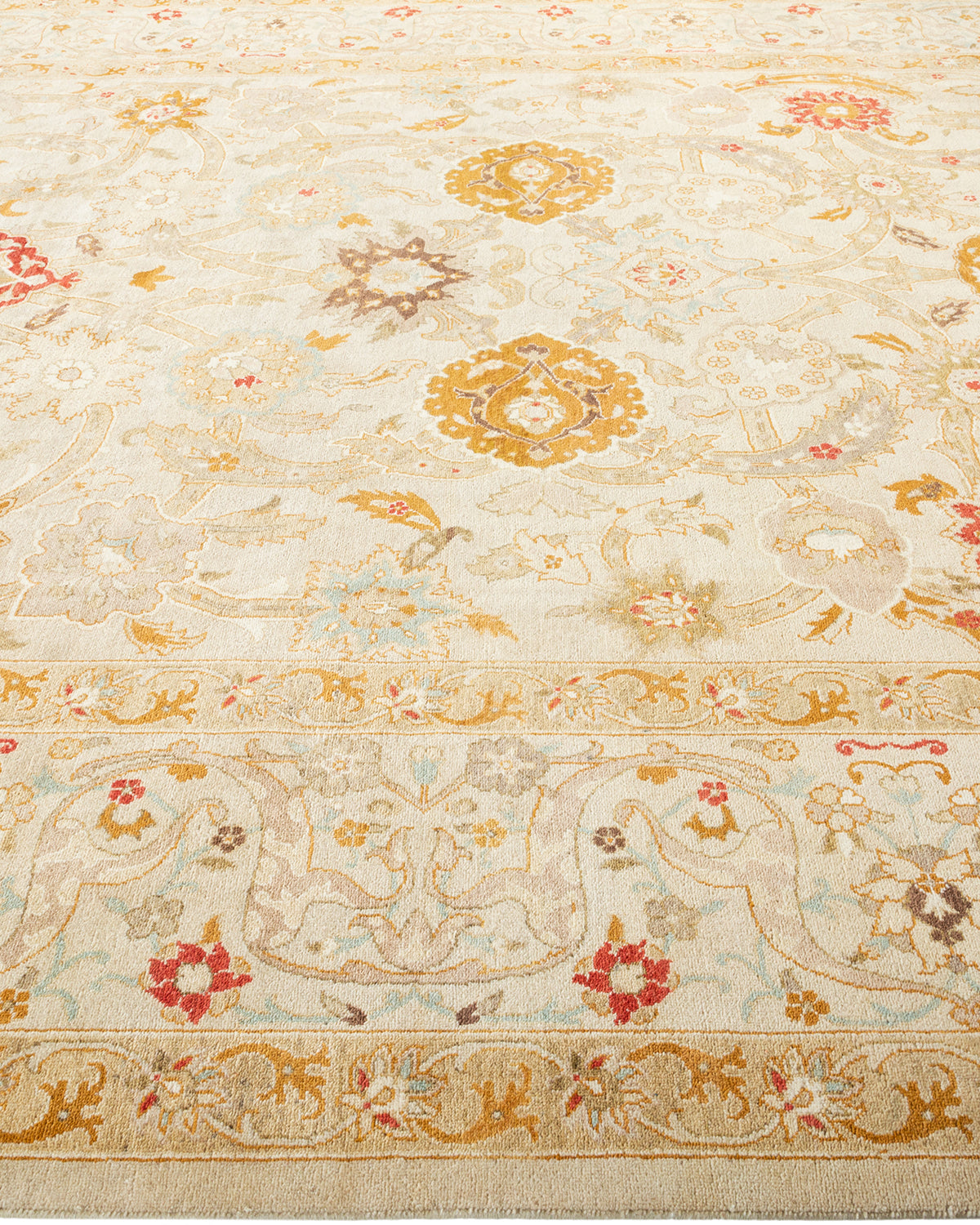 Eclectic, One-of-a-Kind Hand-Knotted Area Rug - Ivory, 9' 2" x 11' 9"