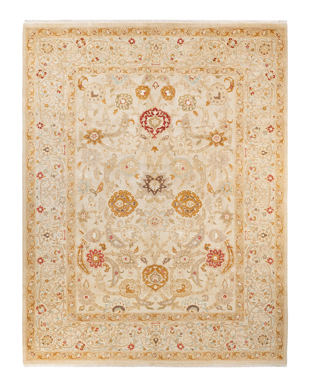 Eclectic, One-of-a-Kind Hand-Knotted Area Rug - Ivory, 9' 2" x 11' 9"