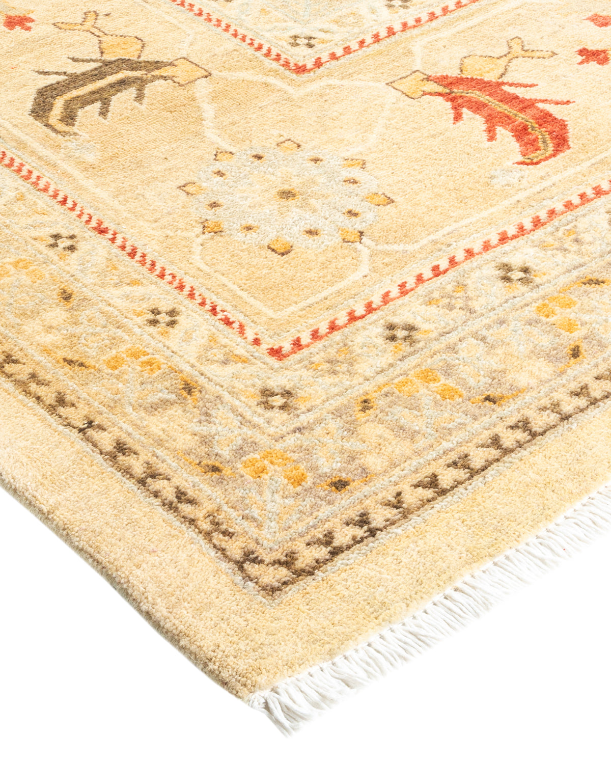 Eclectic, One-of-a-Kind Hand-Knotted Area Rug - Ivory, 9' 1" x 12' 1"