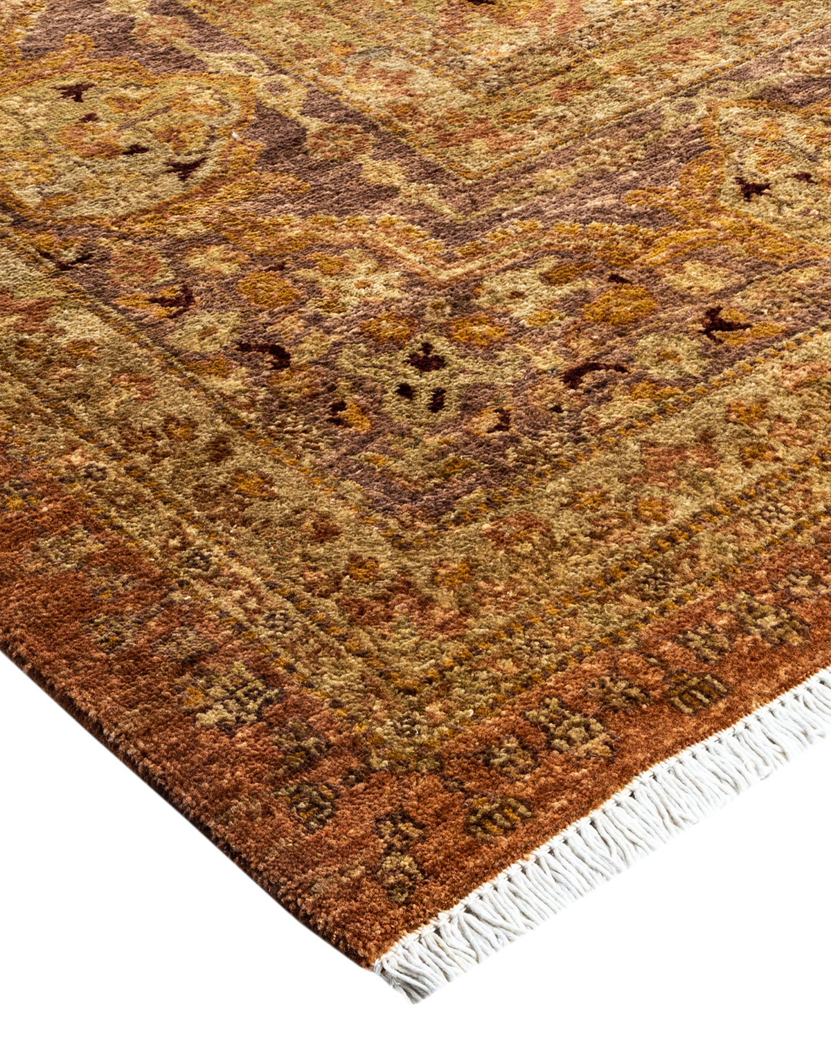 Eclectic, One-of-a-Kind Hand-Knotted Area Rug - Yellow, 9' 1" x 12' 3"
