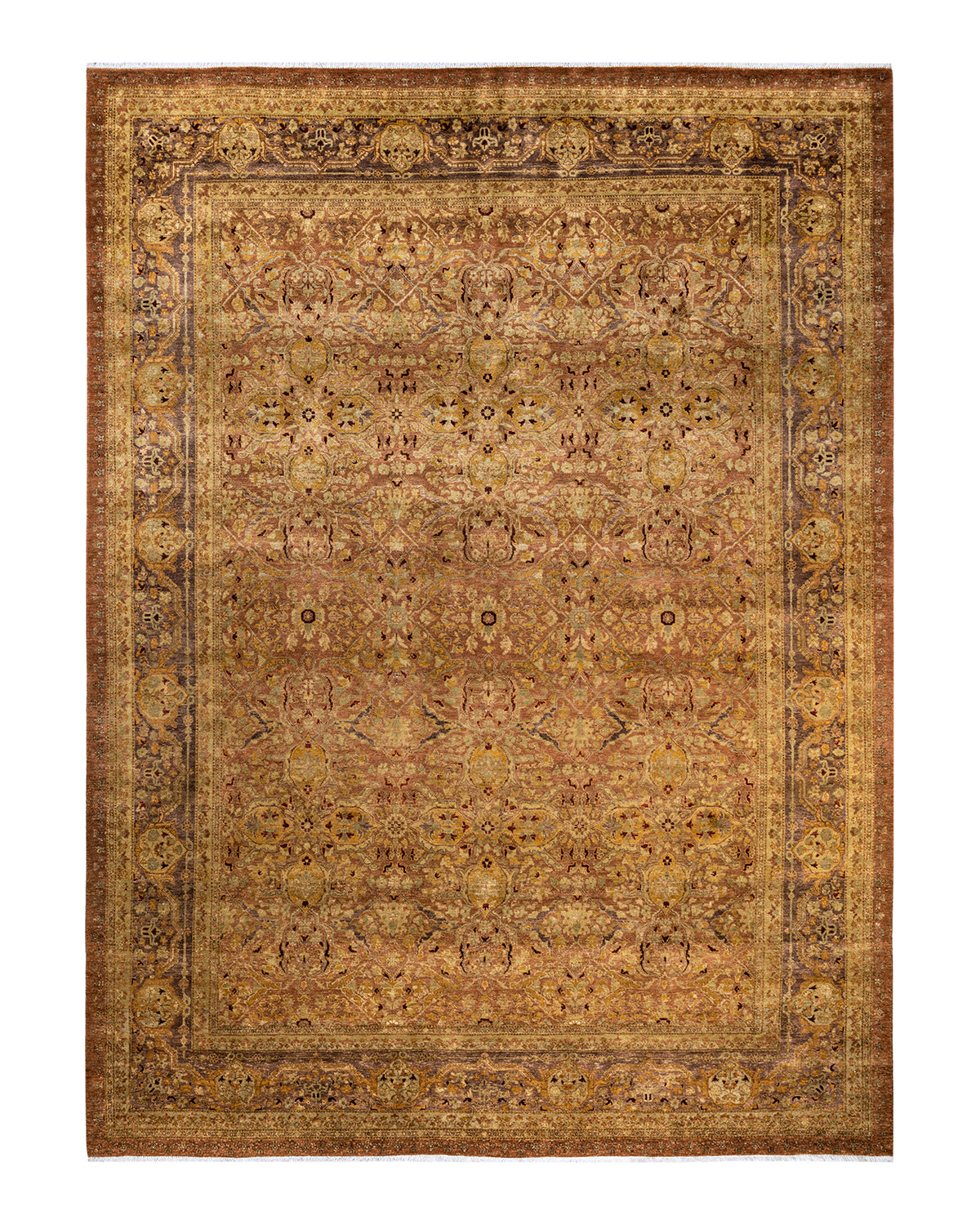 Eclectic, One-of-a-Kind Hand-Knotted Area Rug - Yellow, 9' 1" x 12' 3"