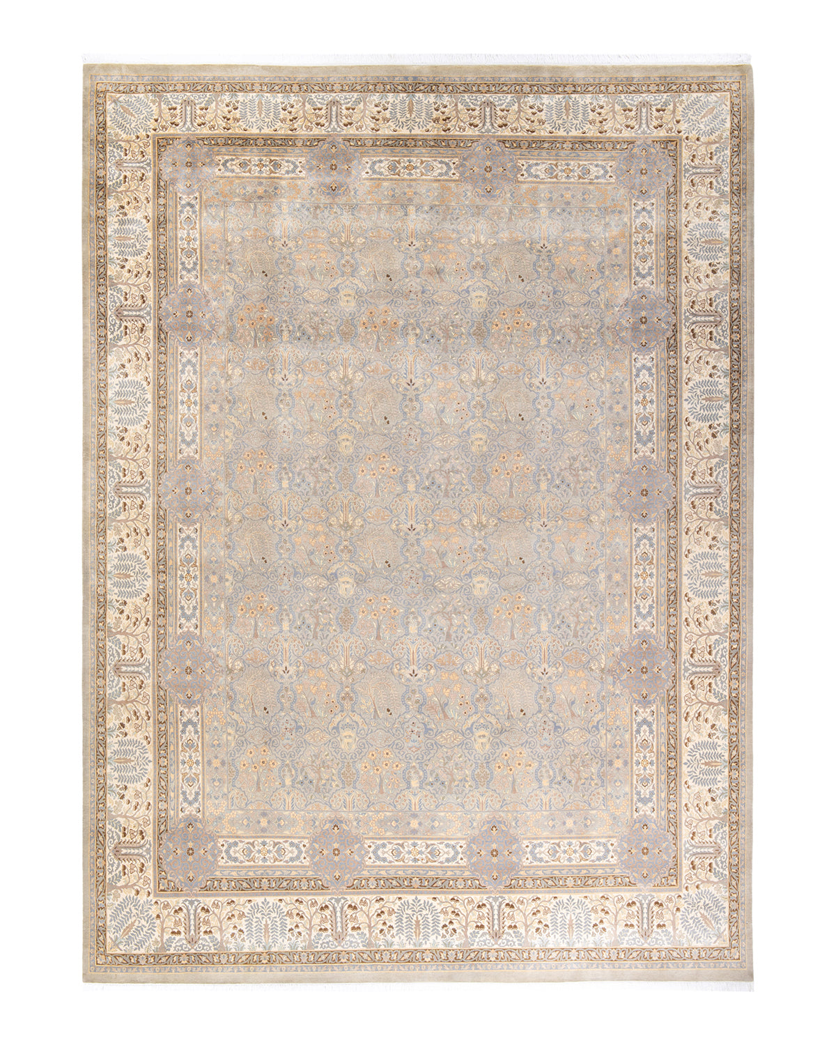 Mogul, One-of-a-Kind Hand-Knotted Area Rug - Light Gray, 9' 1" x 12' 6"