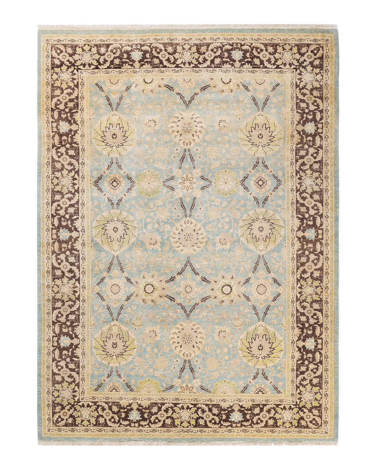 Eclectic, One-of-a-Kind Hand-Knotted Area Rug - Light Blue, 6' 3" x 8' 5"