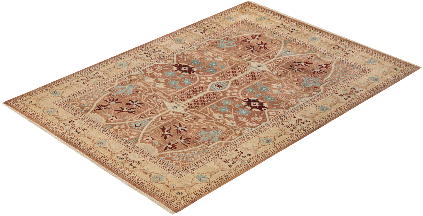 Eclectic, One-of-a-Kind Hand-Knotted Area Rug - Yellow, 6' 3" x 8' 8"