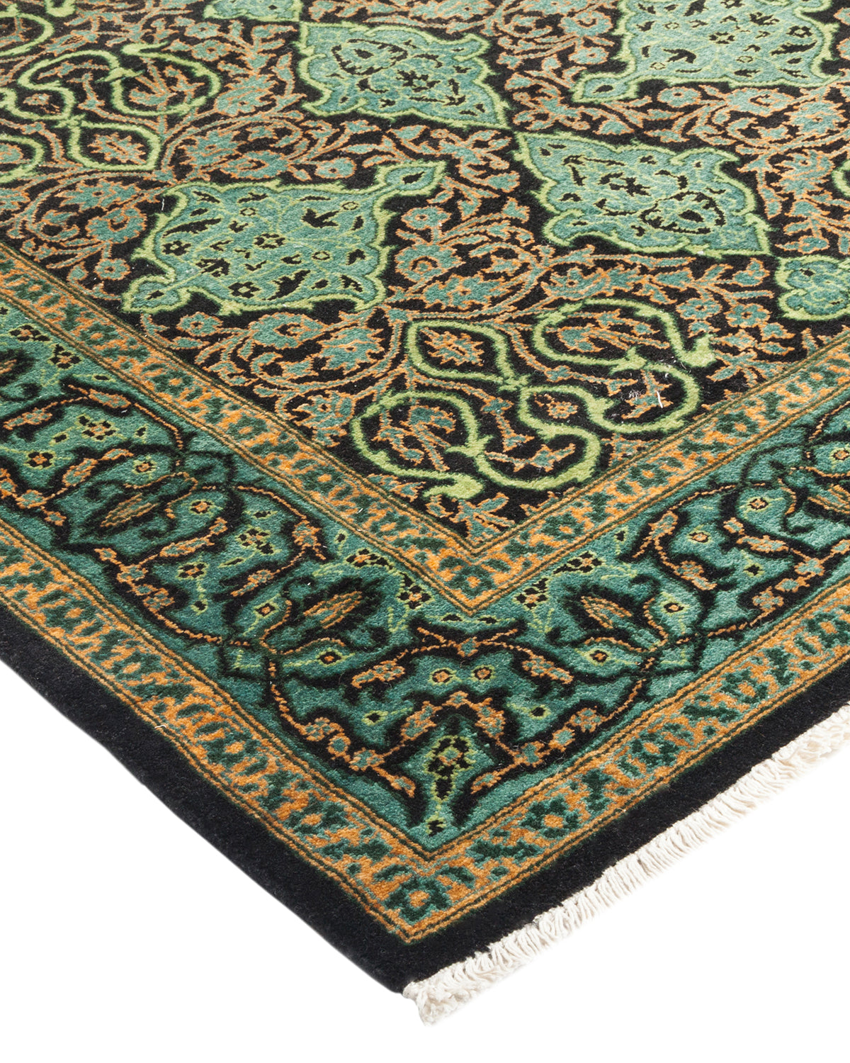 Mogul, One-of-a-Kind Hand-Knotted Runner Rug - Black, 3' 2" x 8' 10"