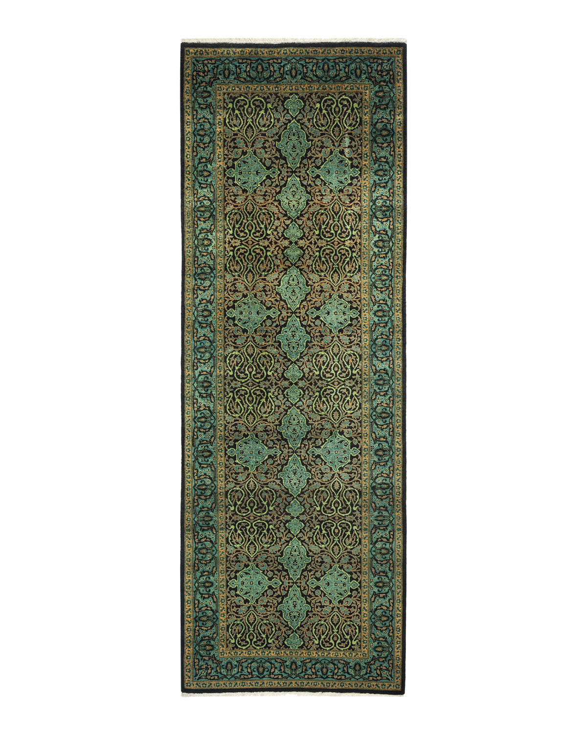 Mogul, One-of-a-Kind Hand-Knotted Runner Rug - Black, 3' 2" x 8' 10"