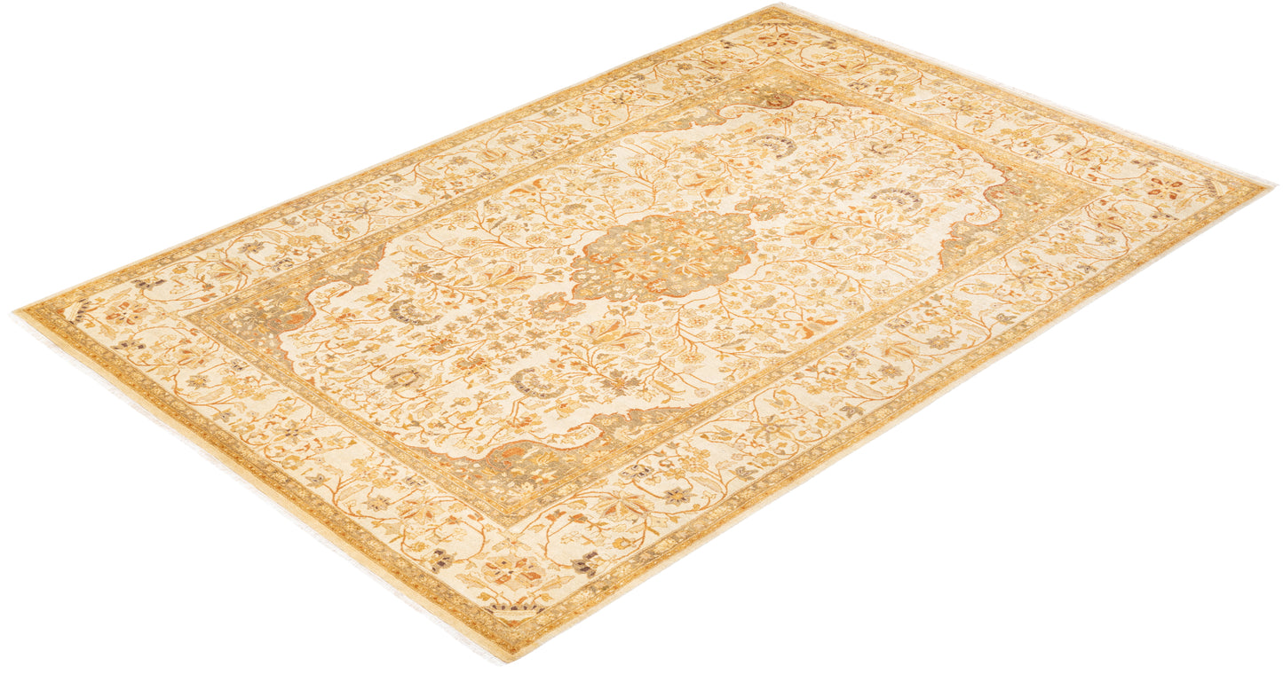 Mogul, One-of-a-Kind Hand-Knotted Area Rug - Ivory, 6' 1" x 9' 0"