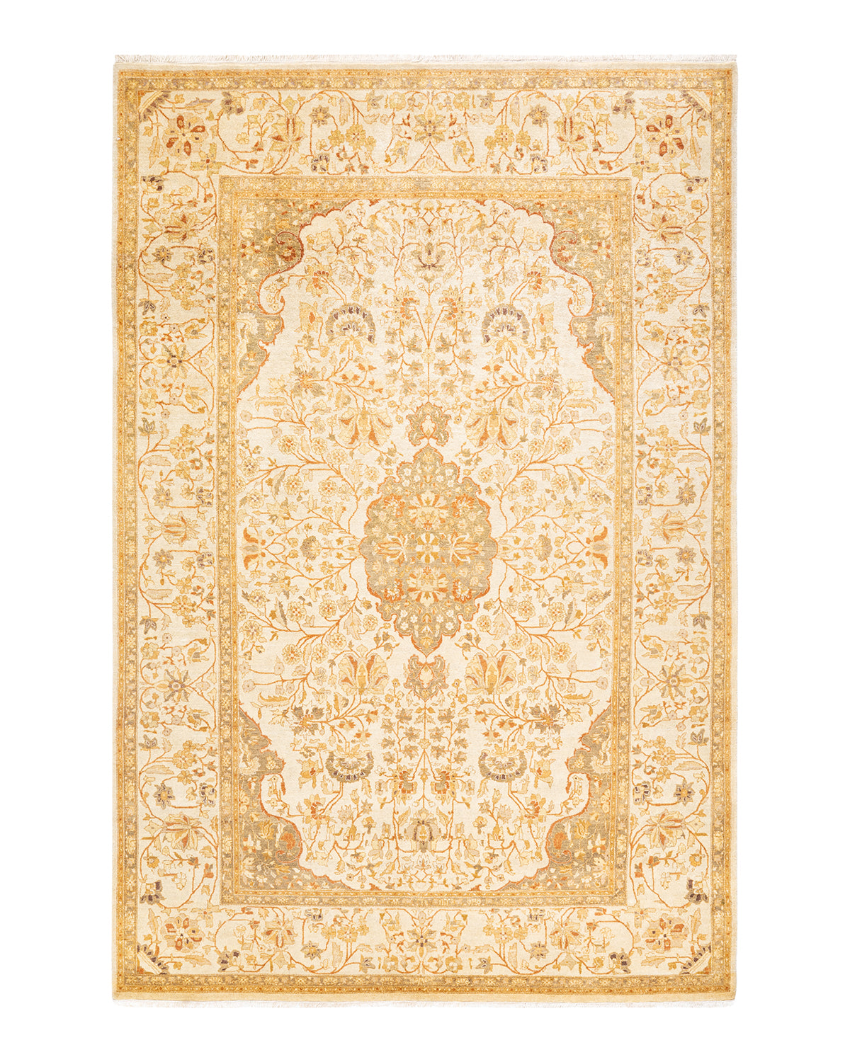 Mogul, One-of-a-Kind Hand-Knotted Area Rug - Ivory, 6' 1" x 9' 0"
