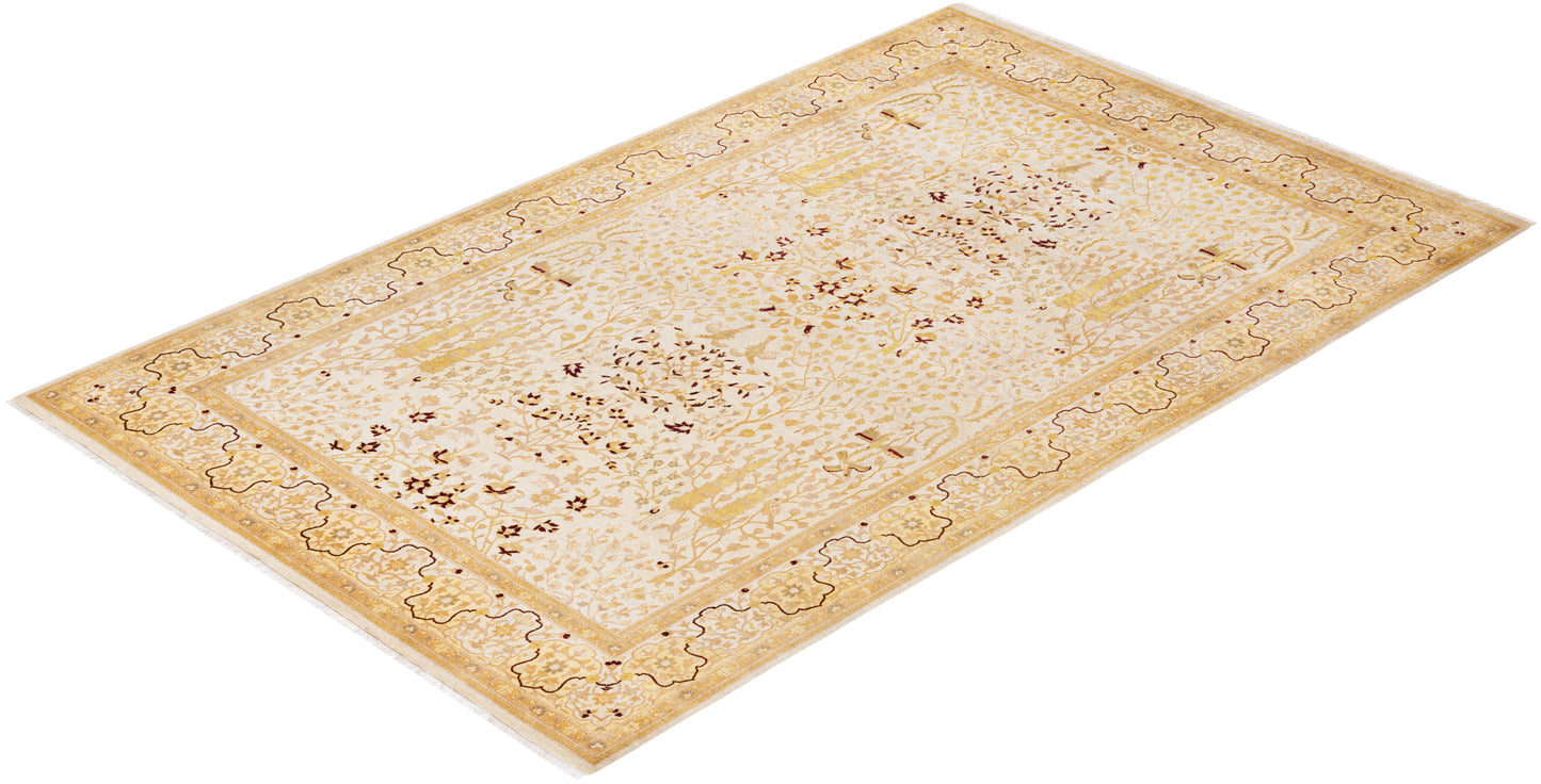 Mogul, One-of-a-Kind Hand-Knotted Area Rug - Ivory, 6' 0" x 9' 7"