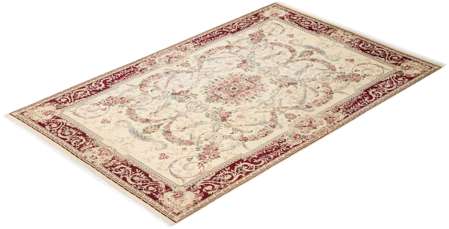 Mogul, One-of-a-Kind Hand-Knotted Area Rug - Ivory, 6' 0" x 9' 6"