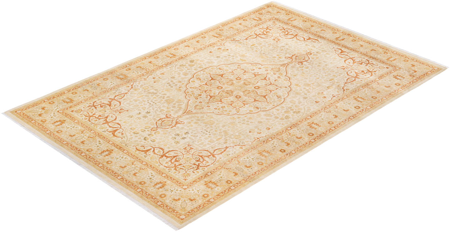 Mogul, One-of-a-Kind Hand-Knotted Area Rug - Ivory, 6' 3" x 9' 4"