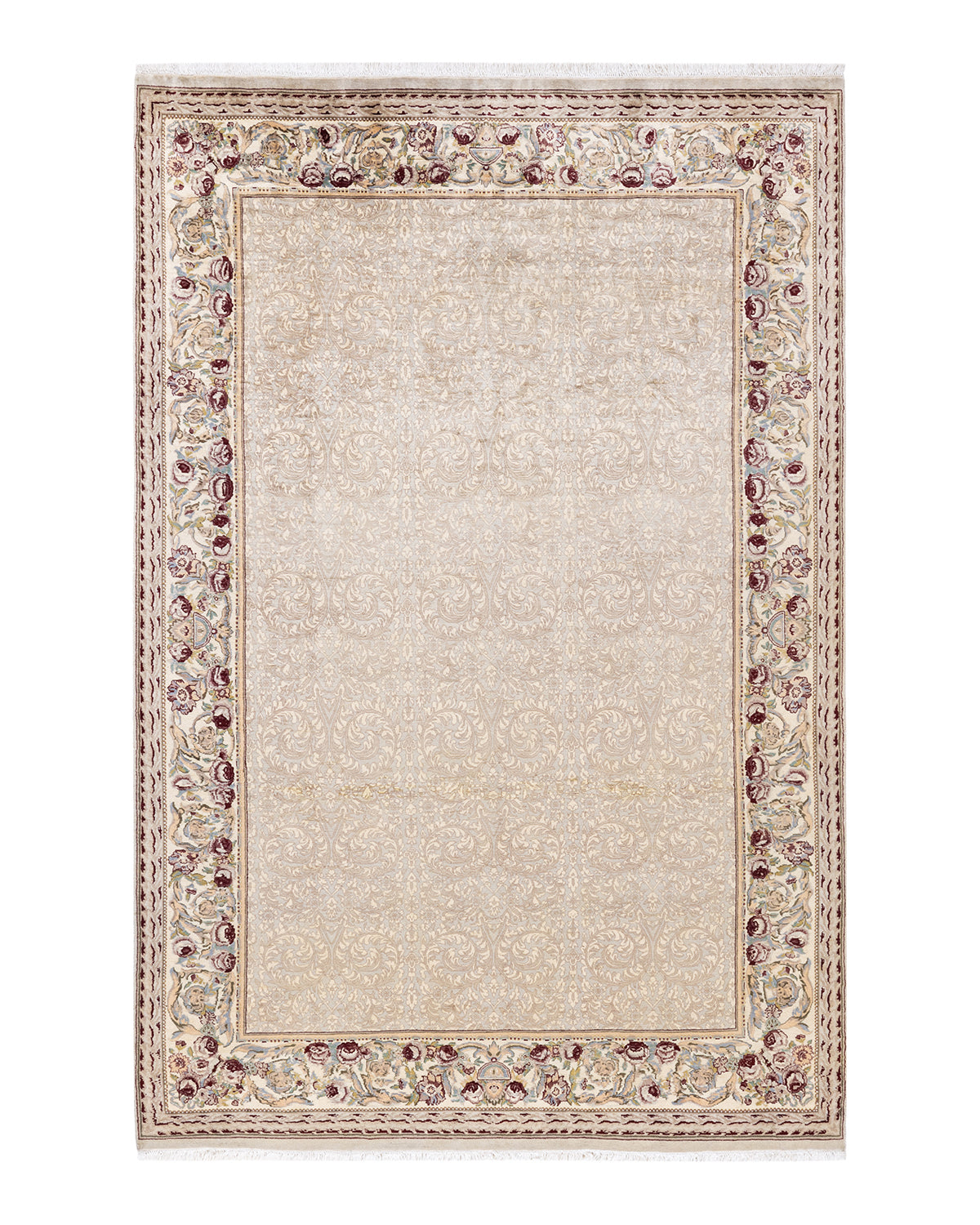 Mogul, One-of-a-Kind Hand-Knotted Area Rug - Ivory, 6' 1" x 9' 1"