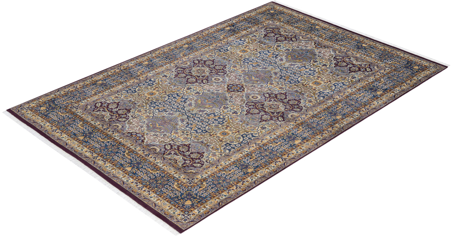 Mogul, One-of-a-Kind Hand-Knotted Area Rug - Purple, 6' 1" x 9' 1"