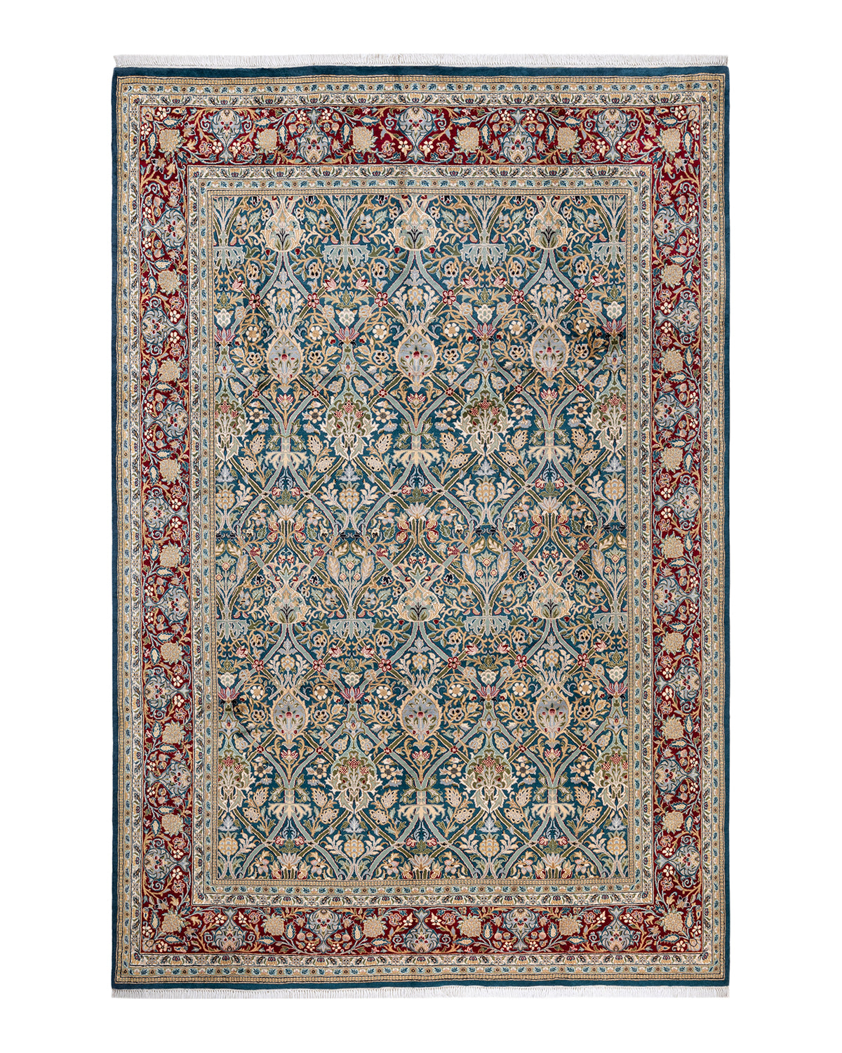 Mogul, One-of-a-Kind Hand-Knotted Area Rug - Green, 6' 5" x 9' 7"