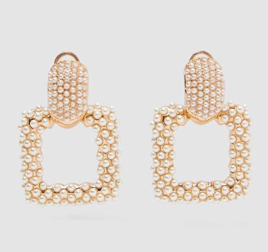 Zara Square Pearl Earring