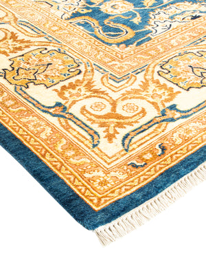 Eclectic, One-of-a-Kind Handmade Area Rug  - Blue, 6' 1" x 9' 0"