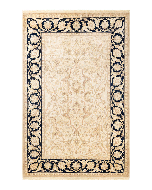 Eclectic, One-of-a-Kind Hand-Knotted Area Rug  - Ivory, 6' 1" x 9' 4"