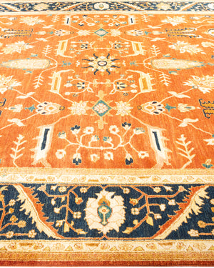 Eclectic, One-of-a-Kind Hand-Knotted Area Rug  - Orange, 9' 0" x 11' 10"