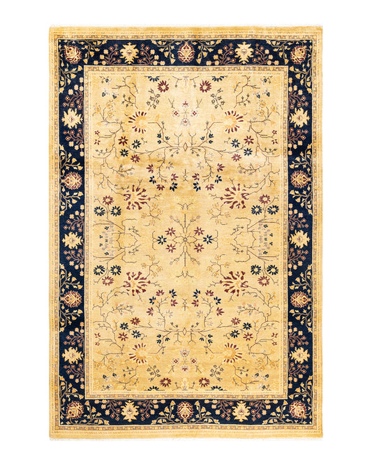 Mogul, One-of-a-Kind Hand-Knotted Area Rug  - Yellow,  6' 0" x 9' 0"