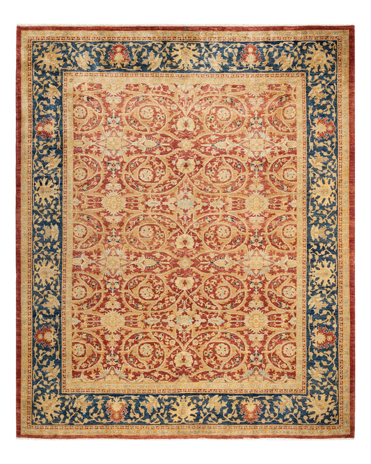 Eclectic, One-of-a-Kind Hand-Knotted Area Rug  - Orange,  8' 4" x 9' 9"