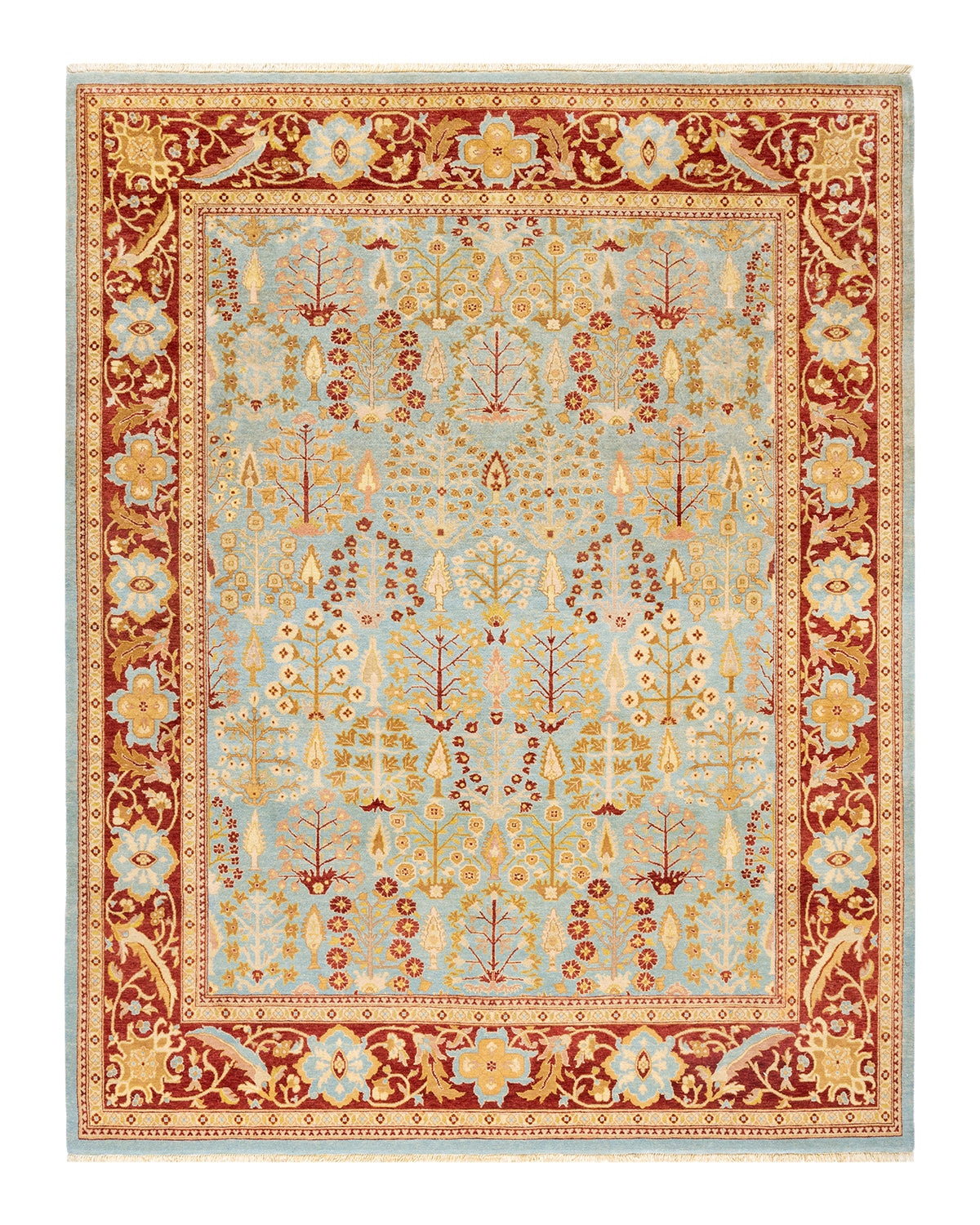 Eclectic, One-of-a-Kind Hand-Knotted Area Rug  - Light Blue,  8' 1" x 10' 1"