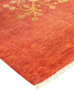 Eclectic, One-of-a-Kind Hand-Knotted Area Rug  - Orange,  7' 10" x 9' 10"
