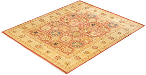 Eclectic, One-of-a-Kind Hand-Knotted Area Rug  - Orange, 8' 2" x 9' 9"