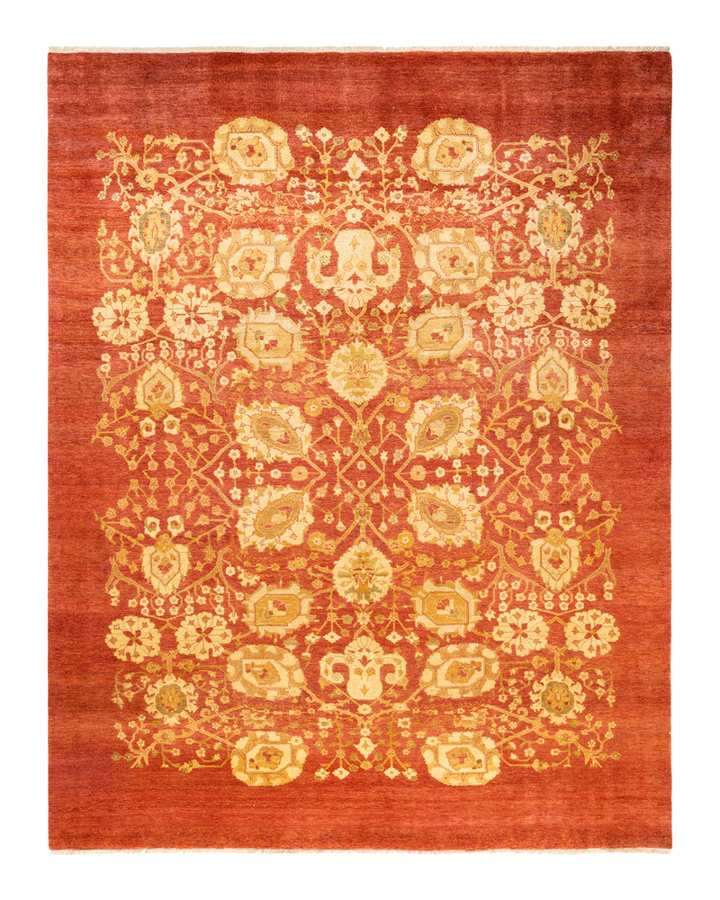 Eclectic, One-of-a-Kind Hand-Knotted Area Rug  - Orange, 7' 8" x 9' 9"