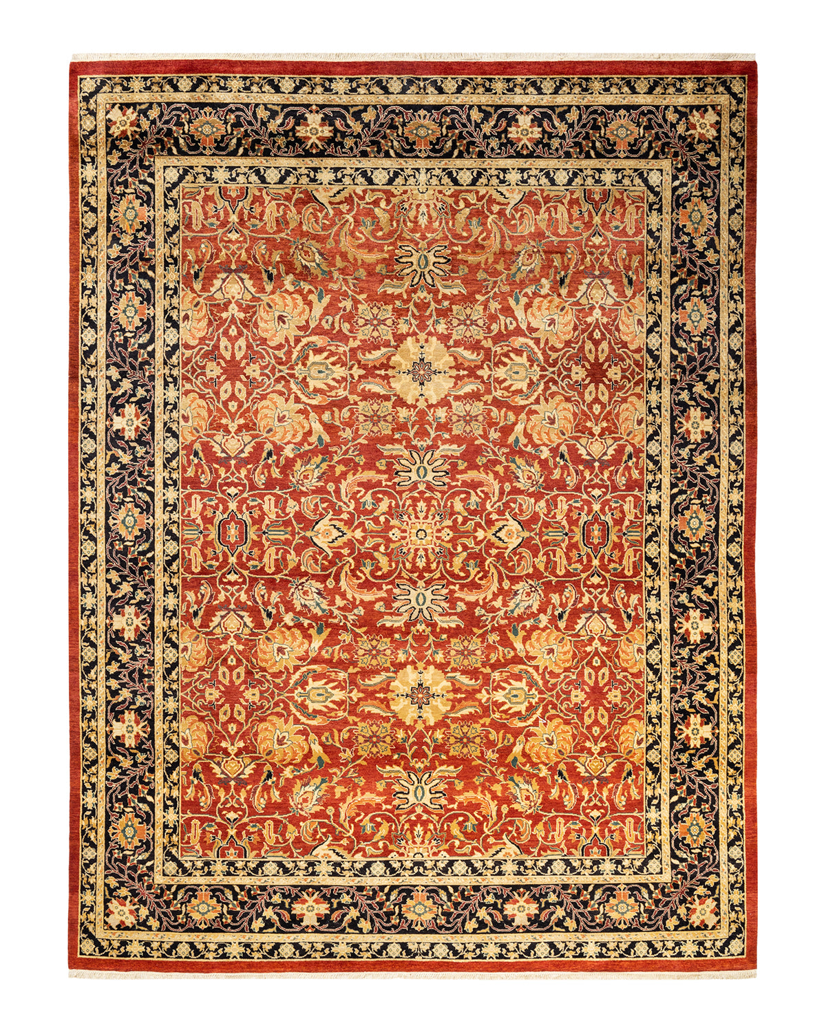 Eclectic, One-of-a-Kind Hand-Knotted Area Rug  - Orange, 8' 0" x 10' 7"