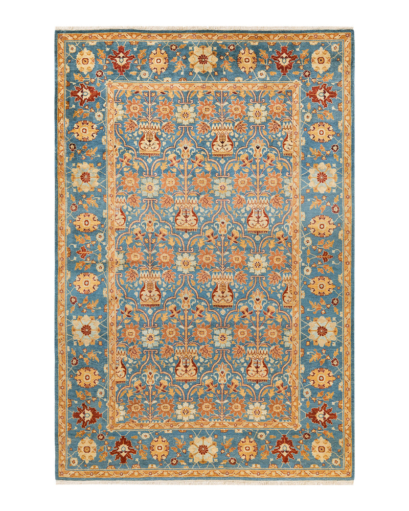 Eclectic, One-of-a-Kind Hand-Knotted Area Rug  - Light Blue, 6' 1