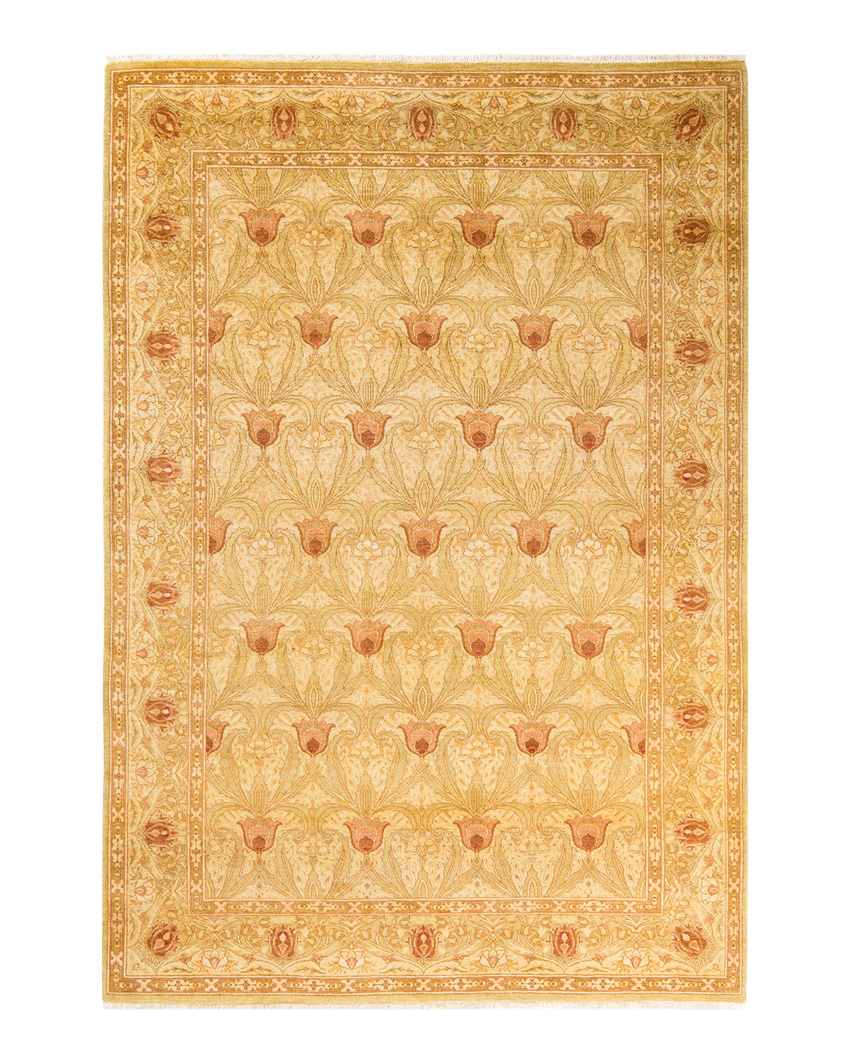 Eclectic, One-of-a-Kind Hand-Knotted Area Rug  - Yellow, 6' 0" x 9' 0"