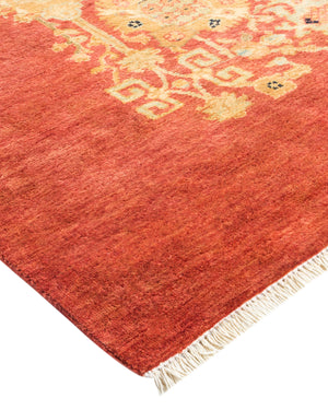 Eclectic, One-of-a-Kind Hand-Knotted Area Rug  - Orange, 6' 2" x 9' 3"