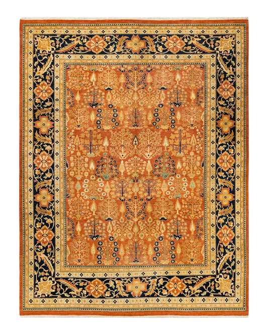 Eclectic, One-of-a-Kind Hand-Knotted Area Rug  - Orange,  9' 3" x 11' 10"