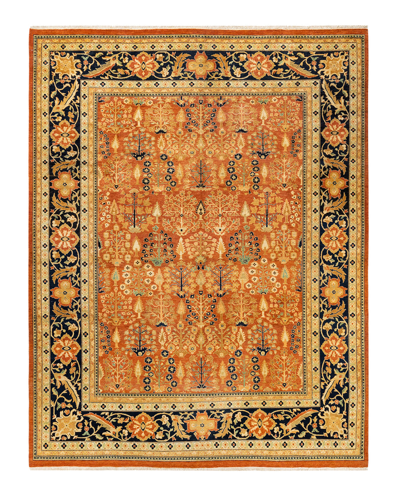 Eclectic, One-of-a-Kind Hand-Knotted Area Rug  - Orange,  9' 3