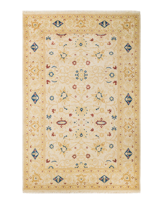 Eclectic, One-of-a-Kind Hand-Knotted Area Rug  - Ivory, 6' 1" x 9' 3"