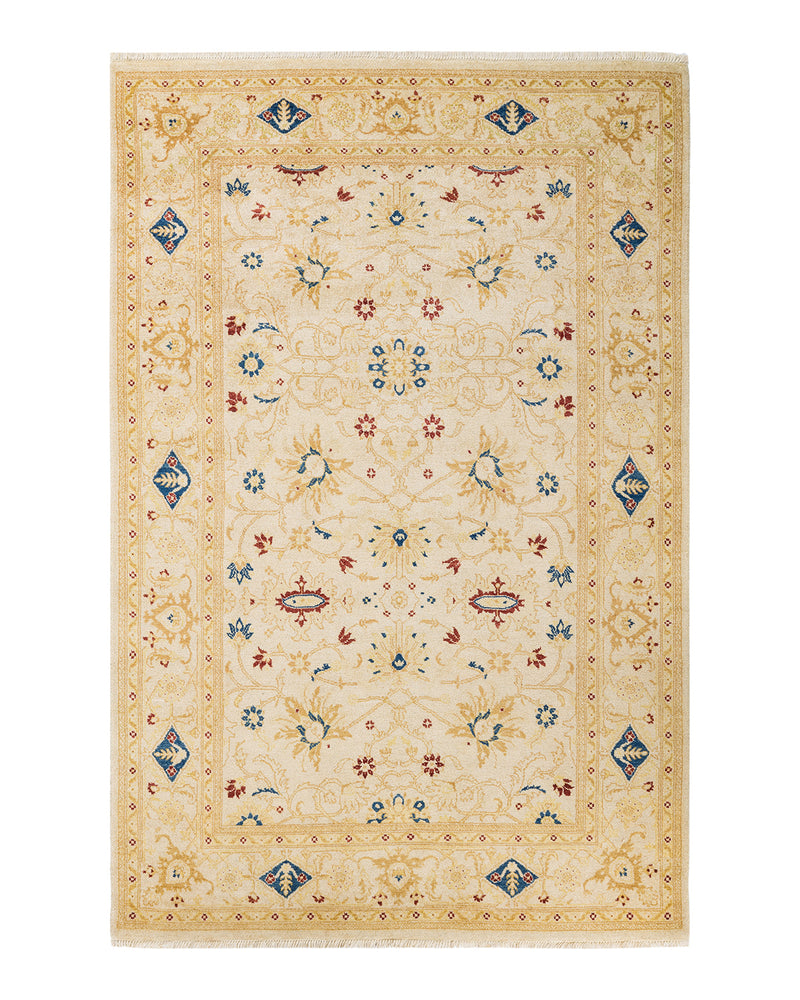 Eclectic, One-of-a-Kind Hand-Knotted Area Rug  - Ivory, 6' 1