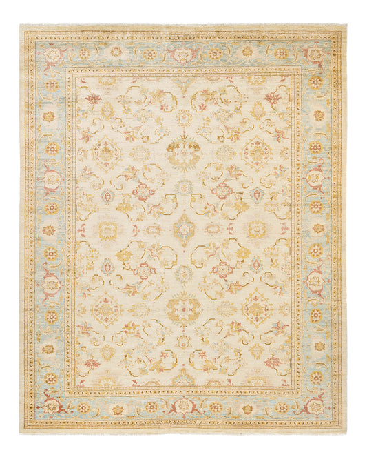 Eclectic, One-of-a-Kind Hand-Knotted Area Rug  - Ivory, 9' 3" x 11' 6"