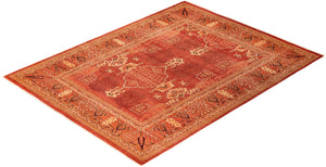 Eclectic, One-of-a-Kind Hand-Knotted Area Rug  - Red, 9' 5" x 12' 5"