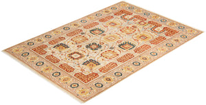 Mogul, One-of-a-Kind Hand-Knotted Area Rug  - Ivory, 6' 3" x 9' 0"