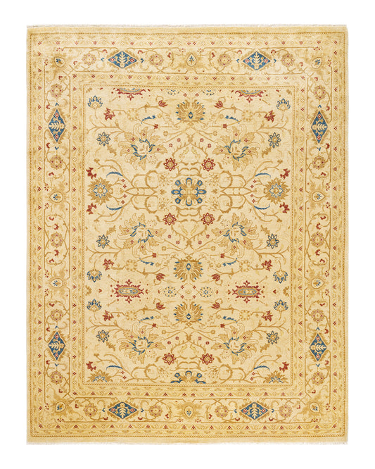 Eclectic, One-of-a-Kind Hand-Knotted Area Rug  - Ivory,  8' 1" x 10' 6"