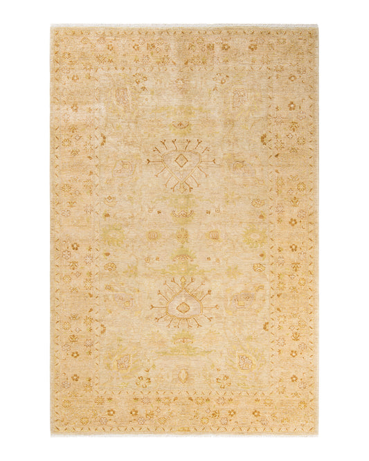 Eclectic, One-of-a-Kind Hand-Knotted Area Rug  - Ivory, 6' 3" x 9' 6"