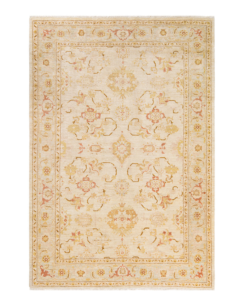 Eclectic, One-of-a-Kind Hand-Knotted Area Rug  - Ivory, 6' 3" x 9' 0"