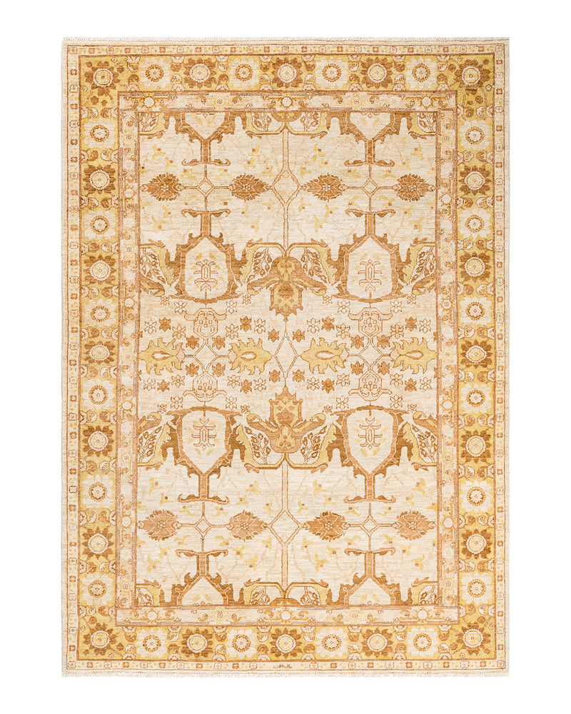 Eclectic, One-of-a-Kind Hand-Knotted Area Rug  - Ivory, 6' 3" x 9' 0"