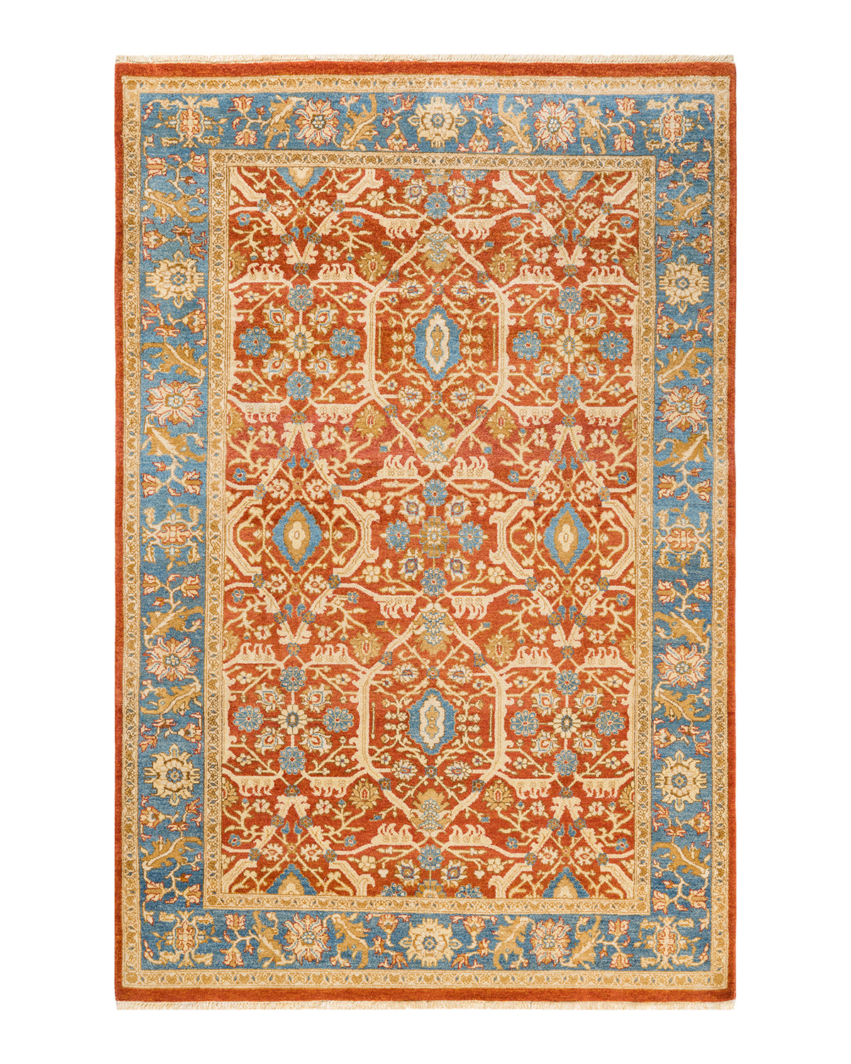 Eclectic, One-of-a-Kind Hand-Knotted Area Rug  - Orange, 6' 0" x 8' 10"
