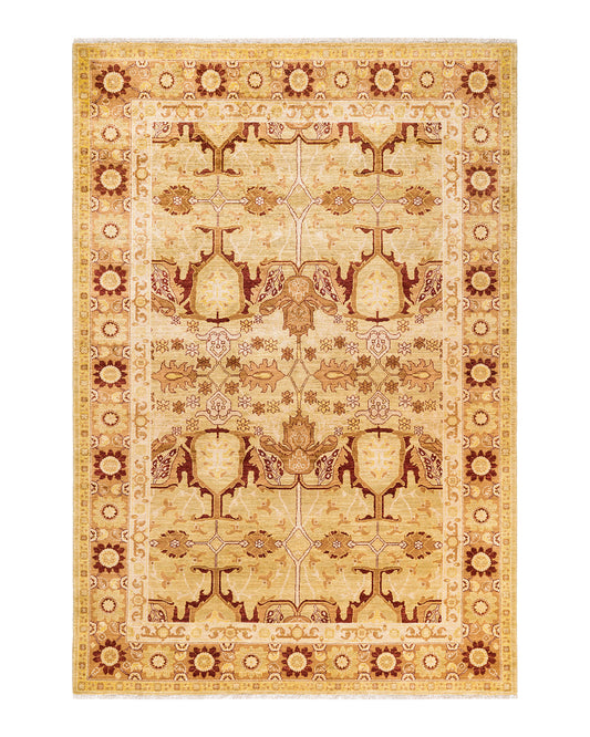 Eclectic, One-of-a-Kind Hand-Knotted Area Rug  - Yellow, 6' 3" x 9' 3"