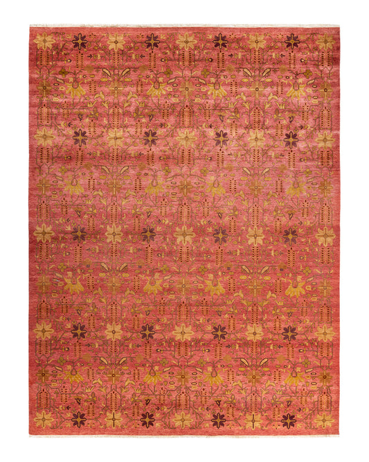 Eclectic, One-of-a-Kind Hand-Knotted Area Rug  - Pink,  9' 0" x 12' 6"